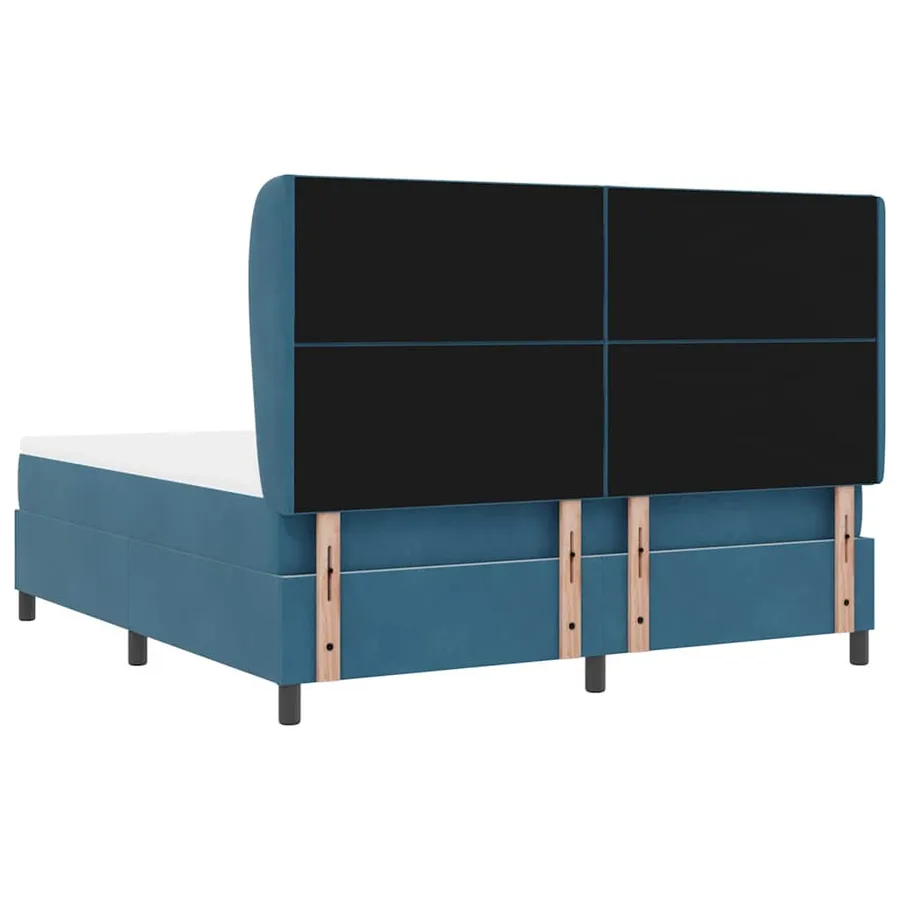 Lit à ressorts avec tête de lit Bleu foncé 200 x 180 cm Velours - 9