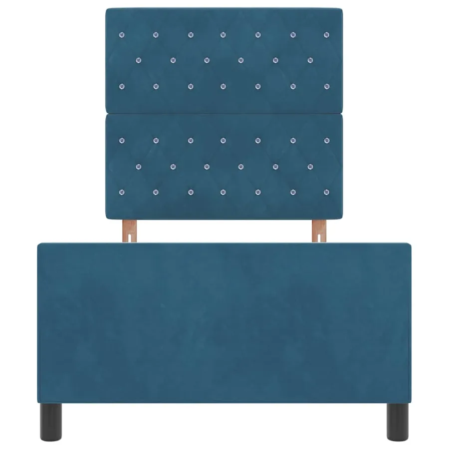 Lit à ressorts avec tête de lit Bleu foncé 90 x 190 cm Velours - 7