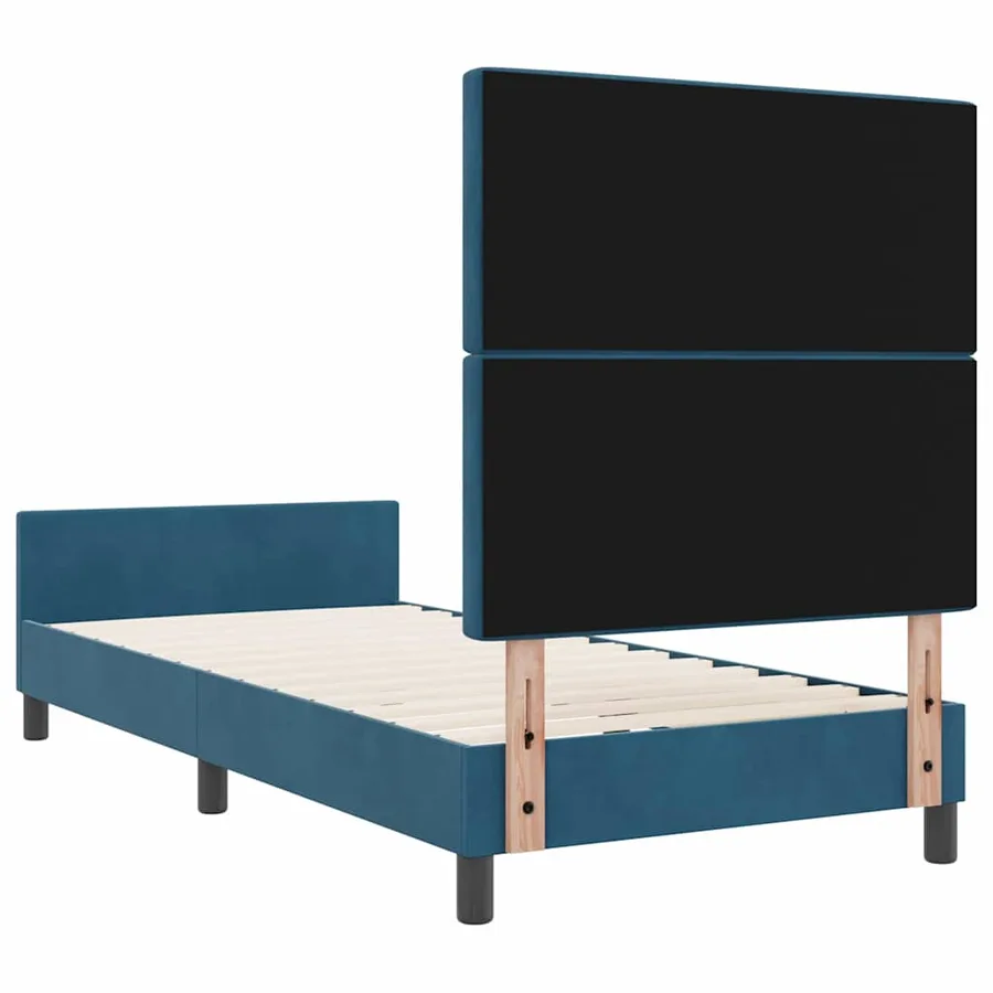 Lit à ressorts avec tête de lit Bleu foncé 90 x 190 cm Velours - 9