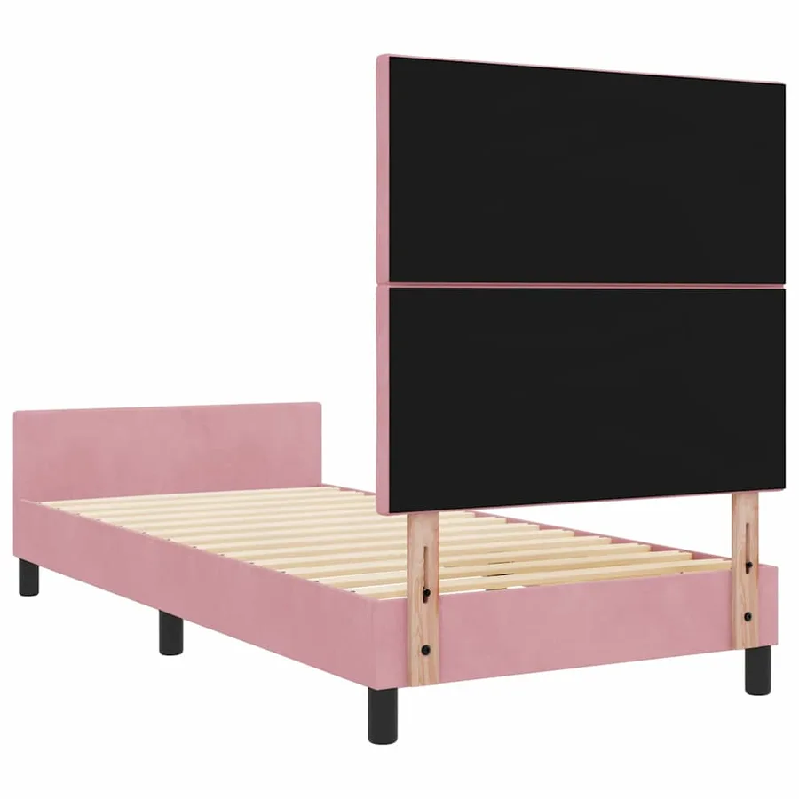 Lit à ressorts avec tête de lit Rose 90 x 190 cm Velours - 9