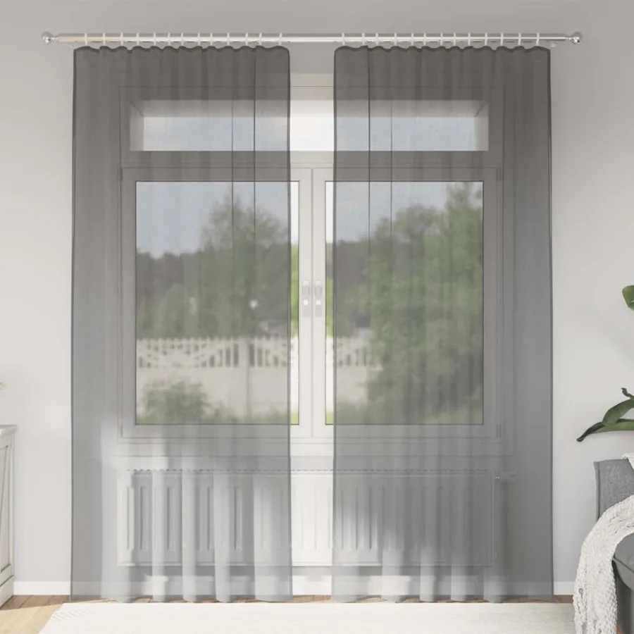 Rideaux en voile à œillets 2 pcs gris foncé