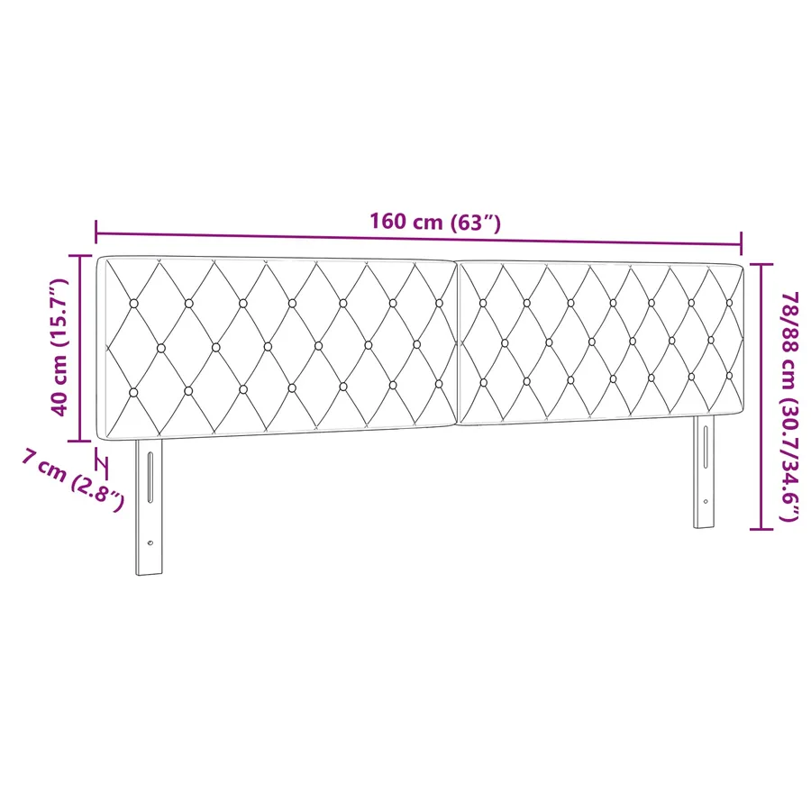 Tête de lit Gris clair 160 cm Velours - 7