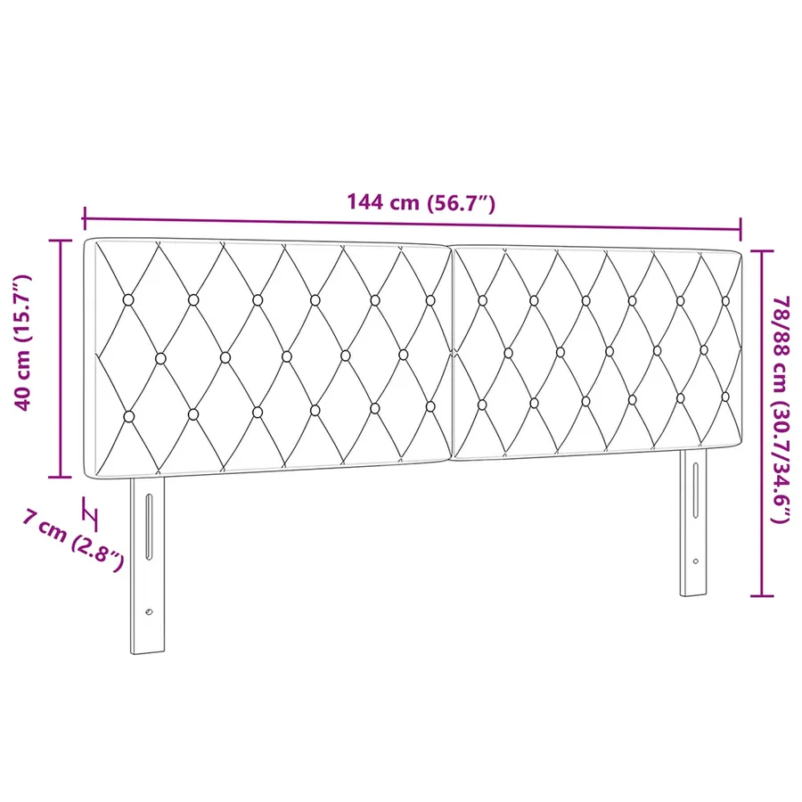Tête de lit Gris clair 144 cm Velours - 7
