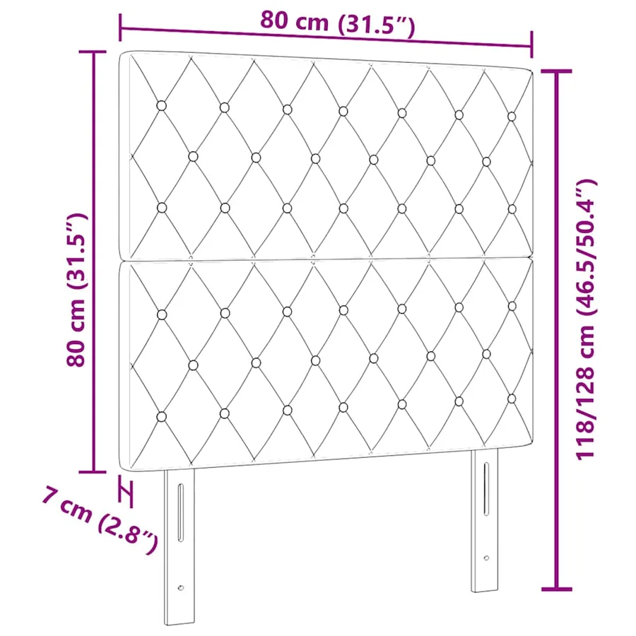 Tête de lit Gris clair 80 cm Velours - 9