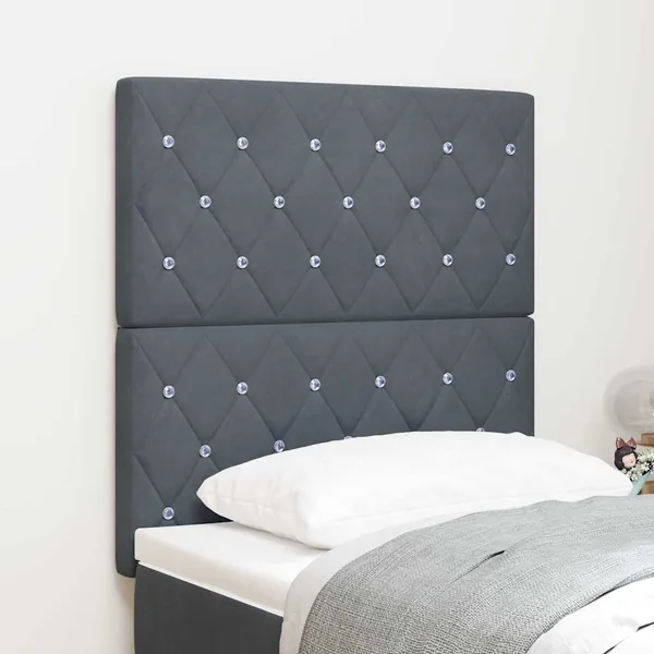 Tête de lit LED avec bandes LED Gris foncé 80 cm Velours