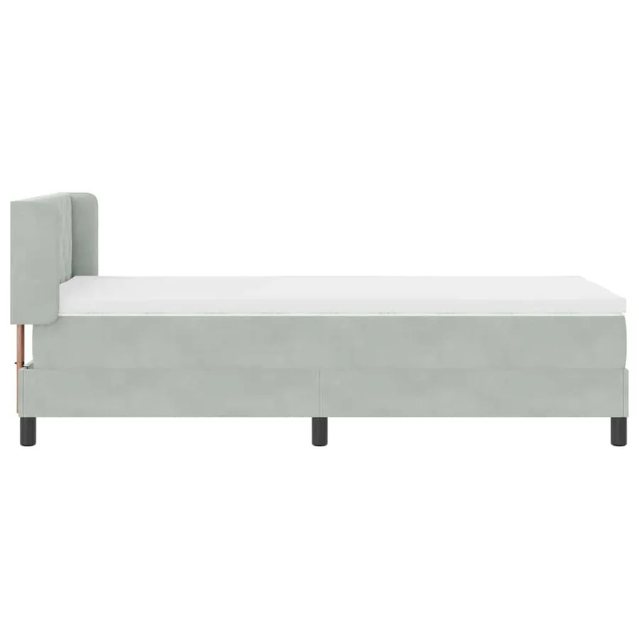 Lit à ressorts avec tête de lit Gris clair 200 x 90 cm Velours - 7