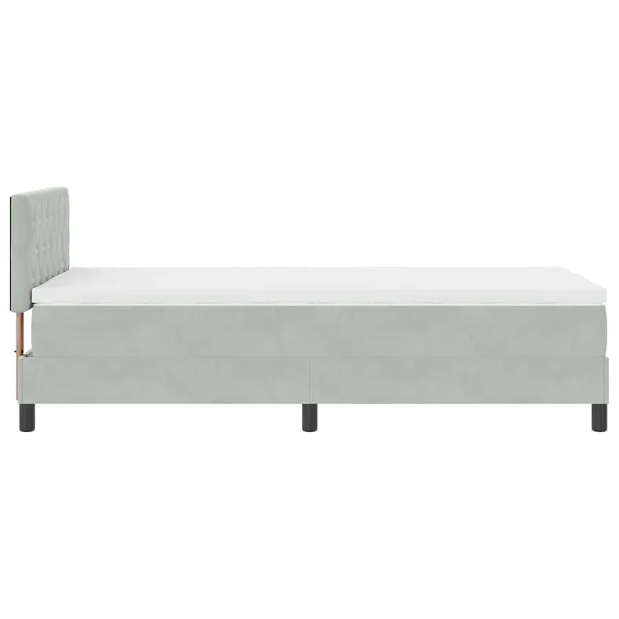 Lit à ressort LED avec matelas Gris clair 90 x 190 cm Velours - 9