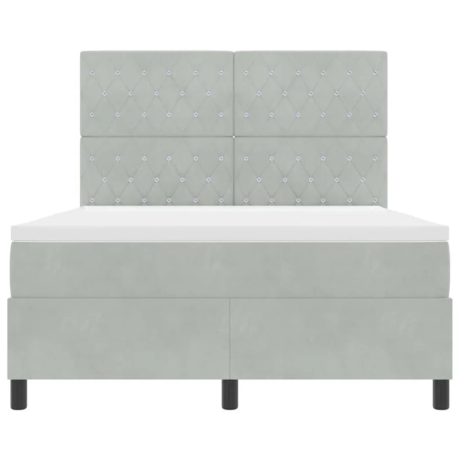 Lit à ressorts avec matelas Gris clair 140 x 200 cm Velours - 7