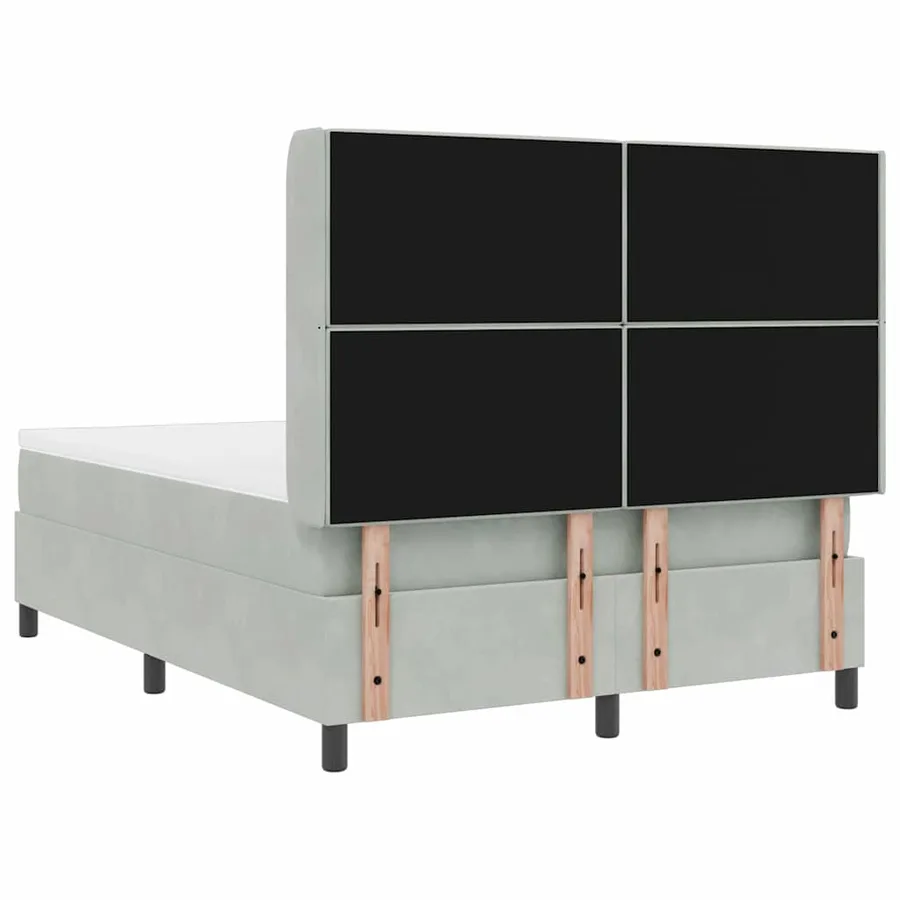 Lit à ressorts avec matelas Gris clair 160 x 200 cm Velours - 10