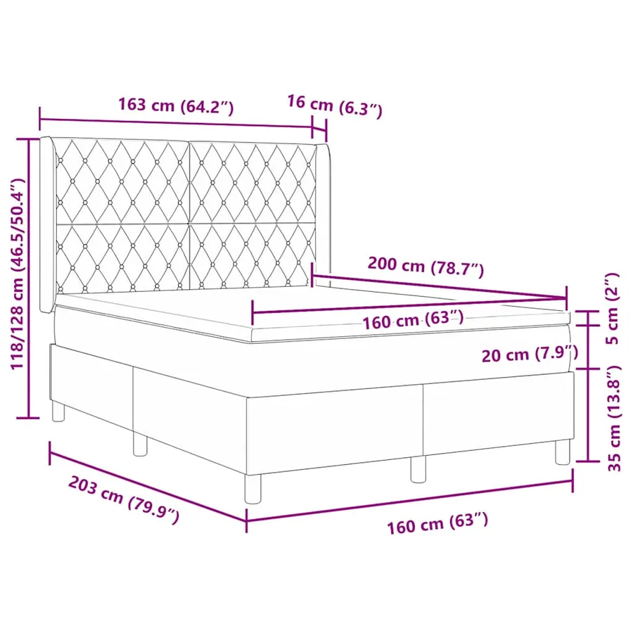 Lit à ressorts avec matelas Gris clair 160 x 200 cm Velours - 14