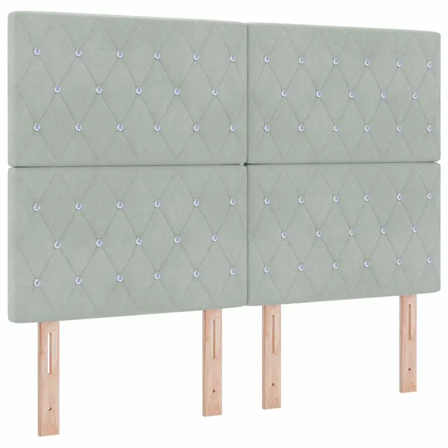Lit à ressorts avec matelas Gris clair 160 x 200 cm Velours - 7