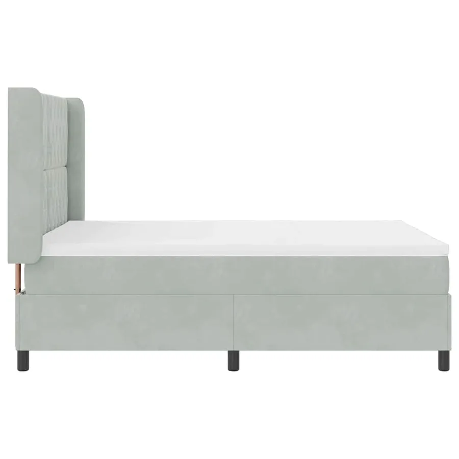 Lit à ressorts avec matelas Gris clair 160 x 200 cm Velours - 9