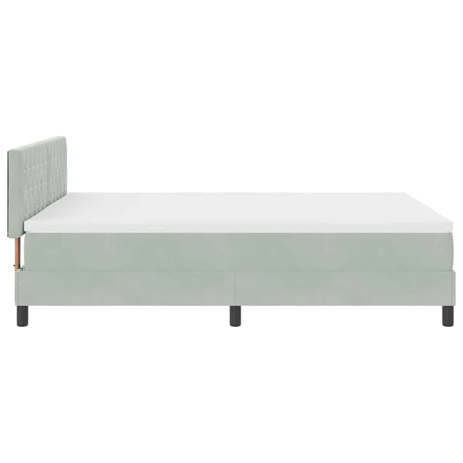Lit à ressorts avec matelas Gris clair 140 x 190 cm Velours - 7