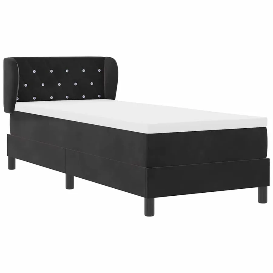 Lit à ressorts avec tête de lit Noir 80 x 200 cm Velours - 6