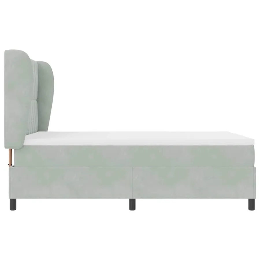 Lit à ressorts avec matelas Gris clair 190 x 140 cm Velours - 7