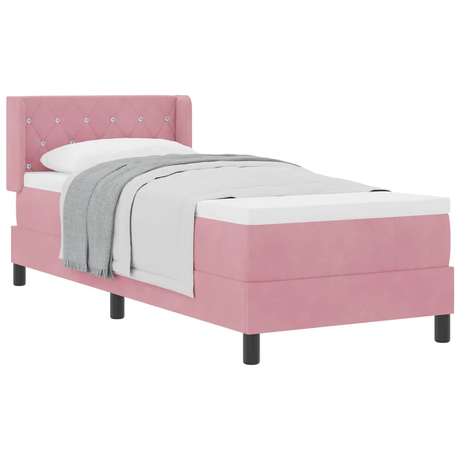 Lit à ressorts avec tête de lit Rose 200 x 80 cm Velours - 2