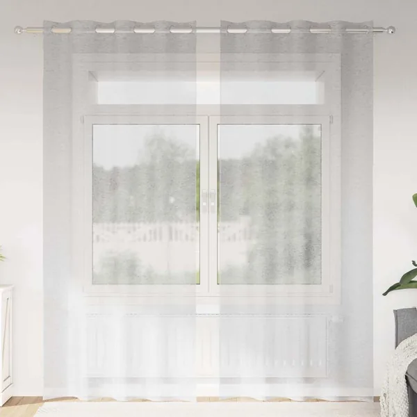 Rideau en Voile 2 pcs Gris clair 260 x 140 cm Polyester
