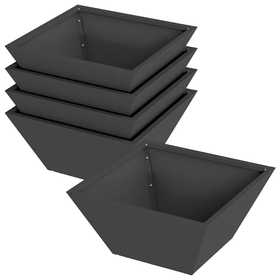 Cache-pot de jardin 5 pc Noir 35 x 35 x 15 cm - 2