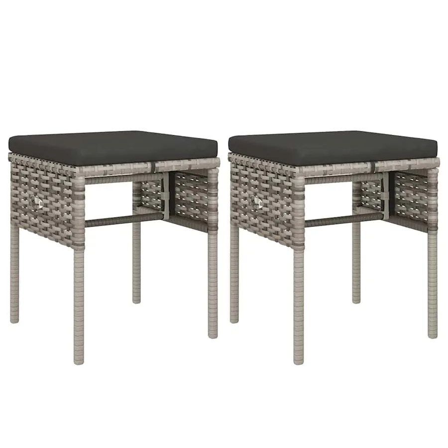 Salon de jardin 6 pcs avec coussins Gris Résine tressée - 7