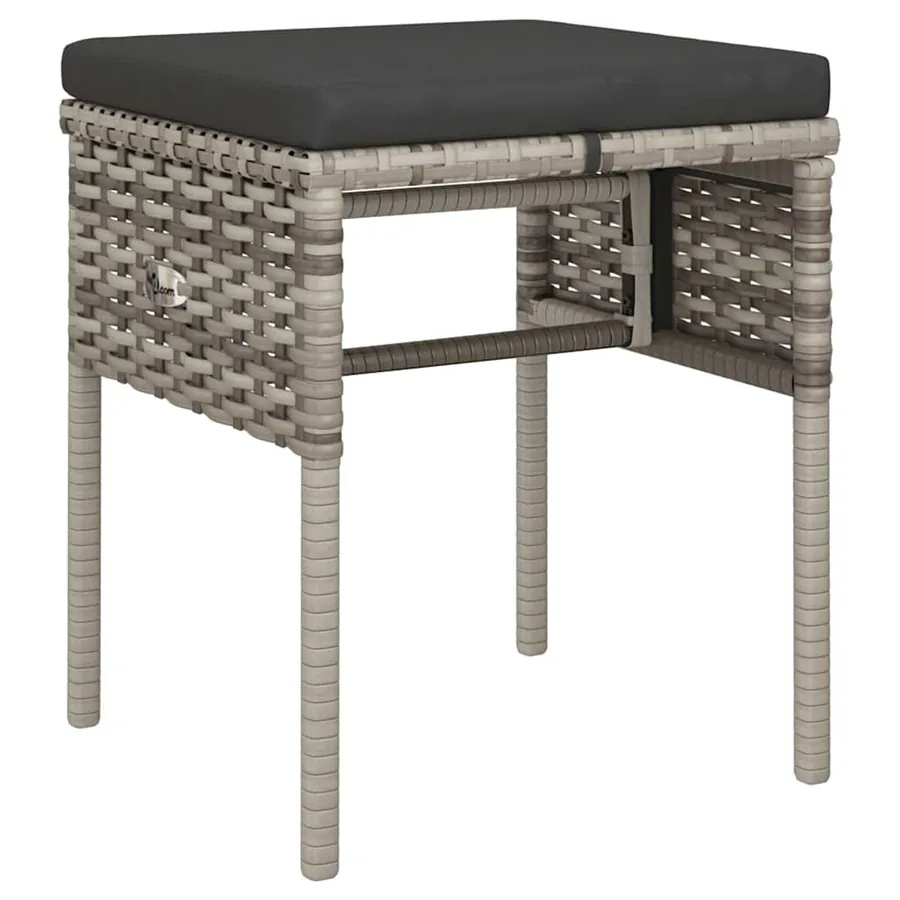Salon de jardin 6 pcs avec coussins Gris Résine tressée - 8