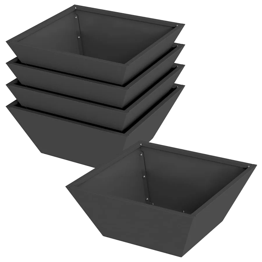 Cache-pot de jardin 5 pc Noir 40 x 40 x 15 cm - 2