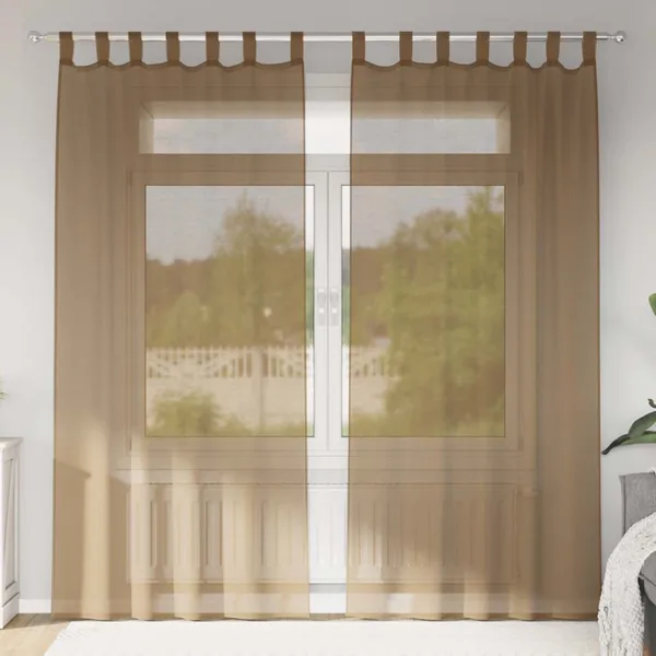 Voilages à œillets 2 pcs marron clair 140 x 225 cm