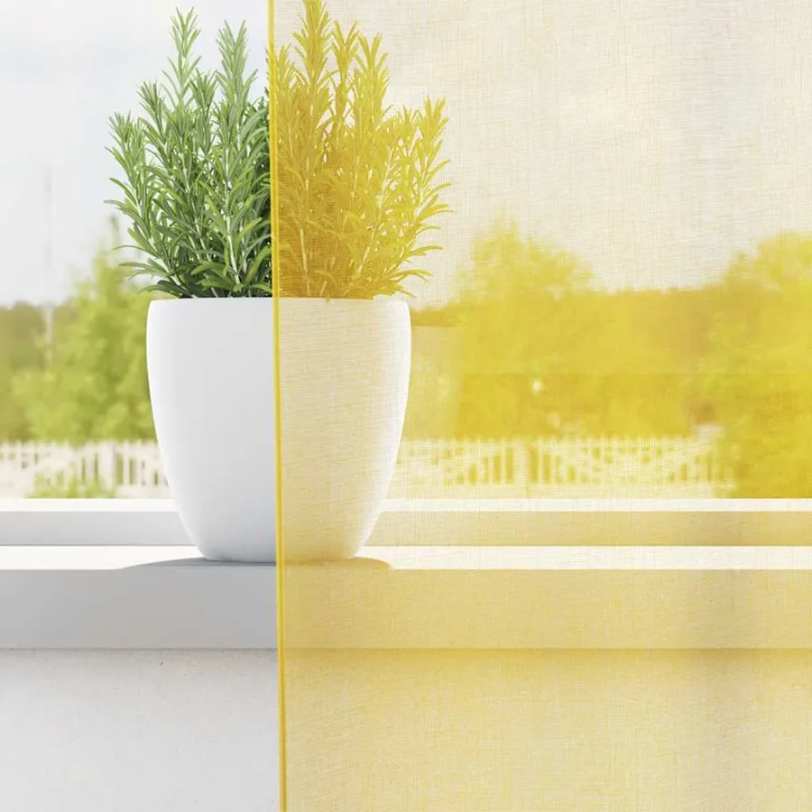 Rideaux en voile avec passe-tringles 2 pcs jaune - 3