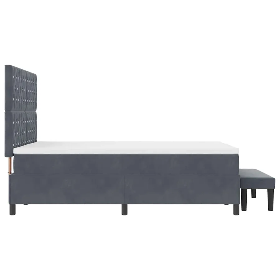 Lit à ressorts avec tête de lit Gris foncé 190 x 140 cm Velours - 9