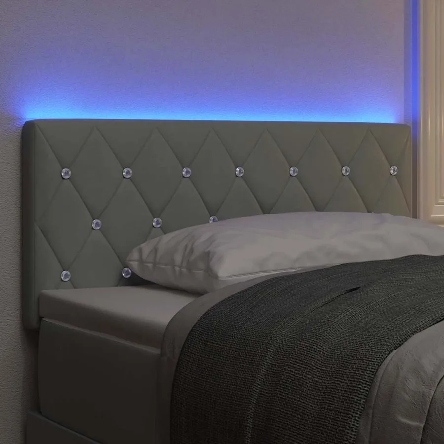 Tête de lit LED avec bandes LED Gris clair 100 cm Velours - 4