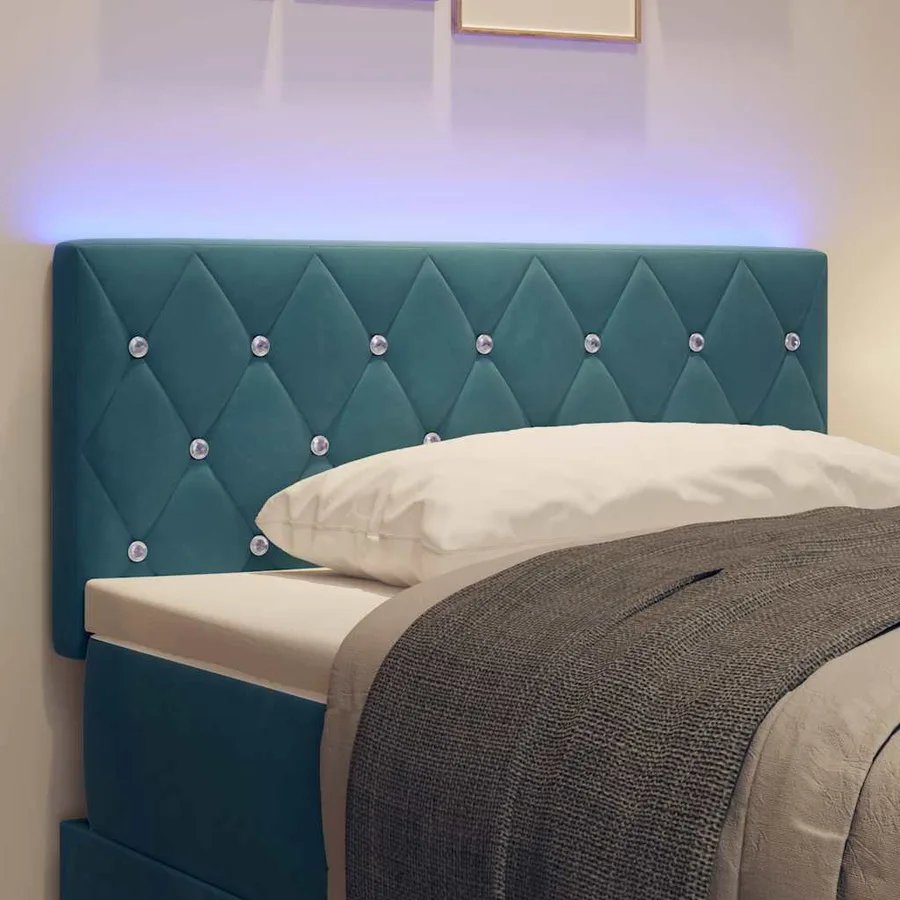 Tête de lit LED avec bandes LED Bleu foncé 90 cm Velours - 4
