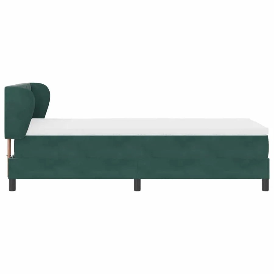 Lit à ressorts avec tête de lit Vert foncé 90 x 200 cm Velours - 6