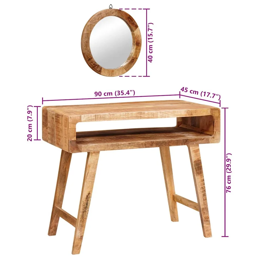 Table de Toilette Marron 90 x 76 x 45 cm Bois de mangue massif - 13