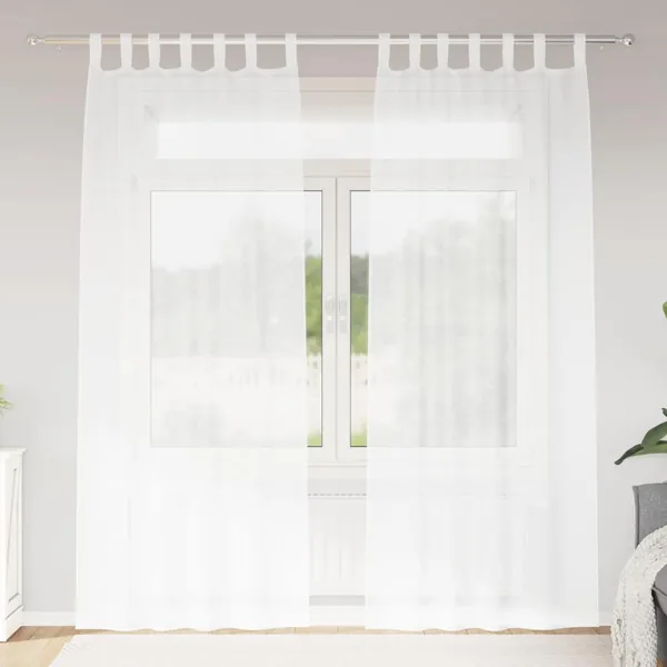 Rideau en Voile 2 pcs Blanc 225 x 140 cm Polyester