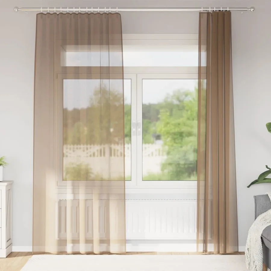 Rideaux en voile à œillets 2 pcs marron clair