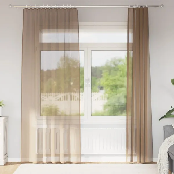 Rideaux en voile à œillets 2 pcs marron clair