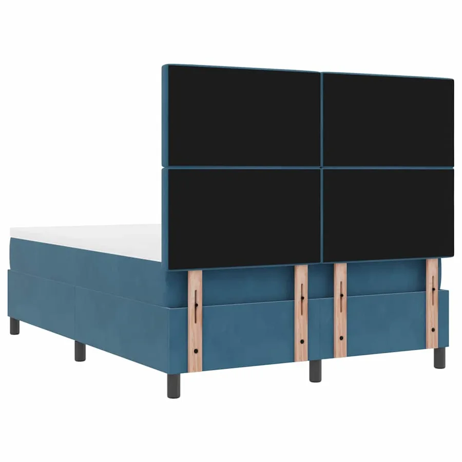 Lit à ressort LED avec matelas Bleu foncé 140 x 200 cm Velours - 8