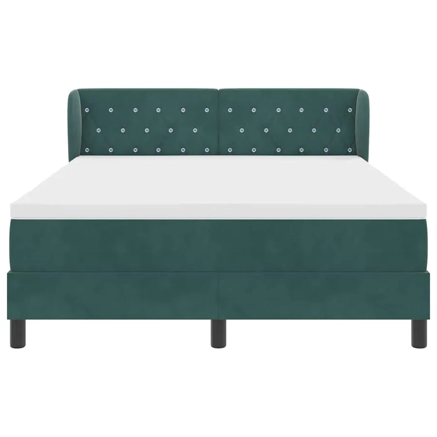 Lit à ressorts avec tête de lit Vert foncé 140 x 190 cm Velours - 7