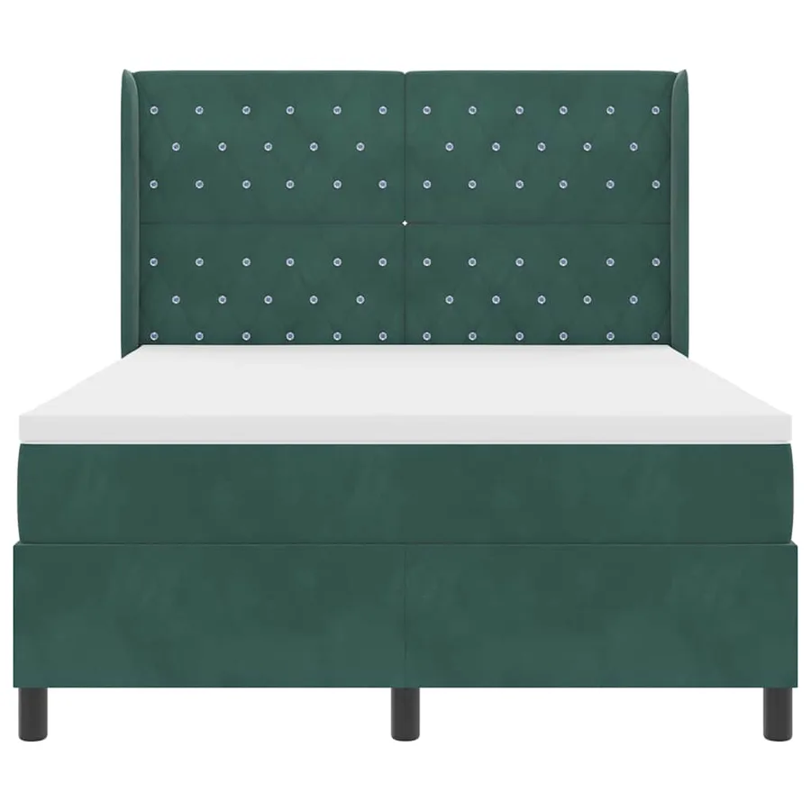 Lit à ressorts avec matelas Vert foncé 140 x 200 cm Velours - 7
