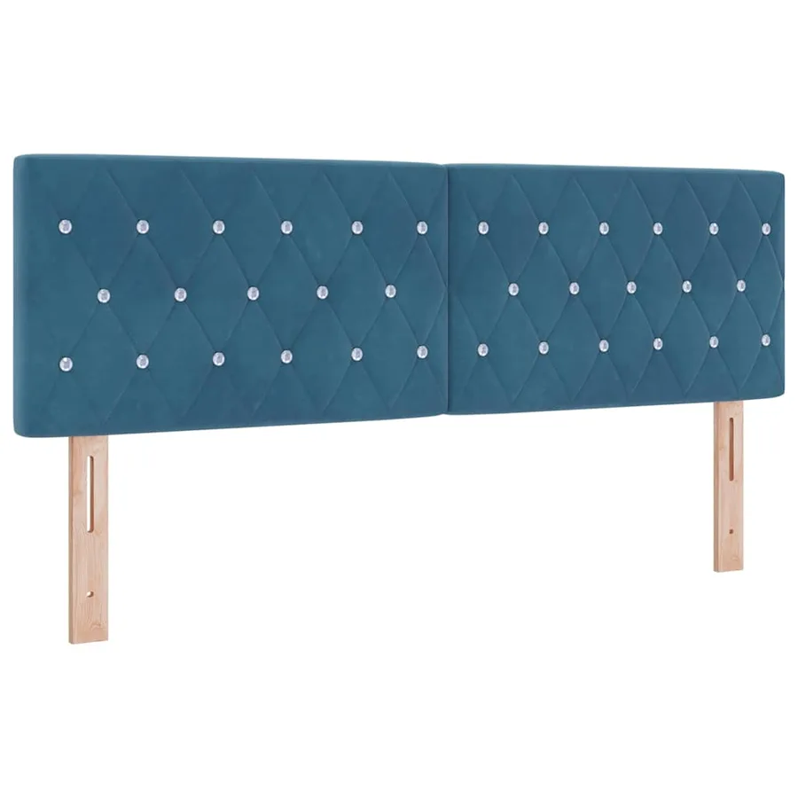 Lit à ressort LED avec matelas Bleu foncé 140 x 200 cm Velours - 7