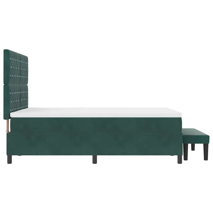 Lit à ressorts avec tête de lit Vert foncé 200 x 140 cm Velours - 9