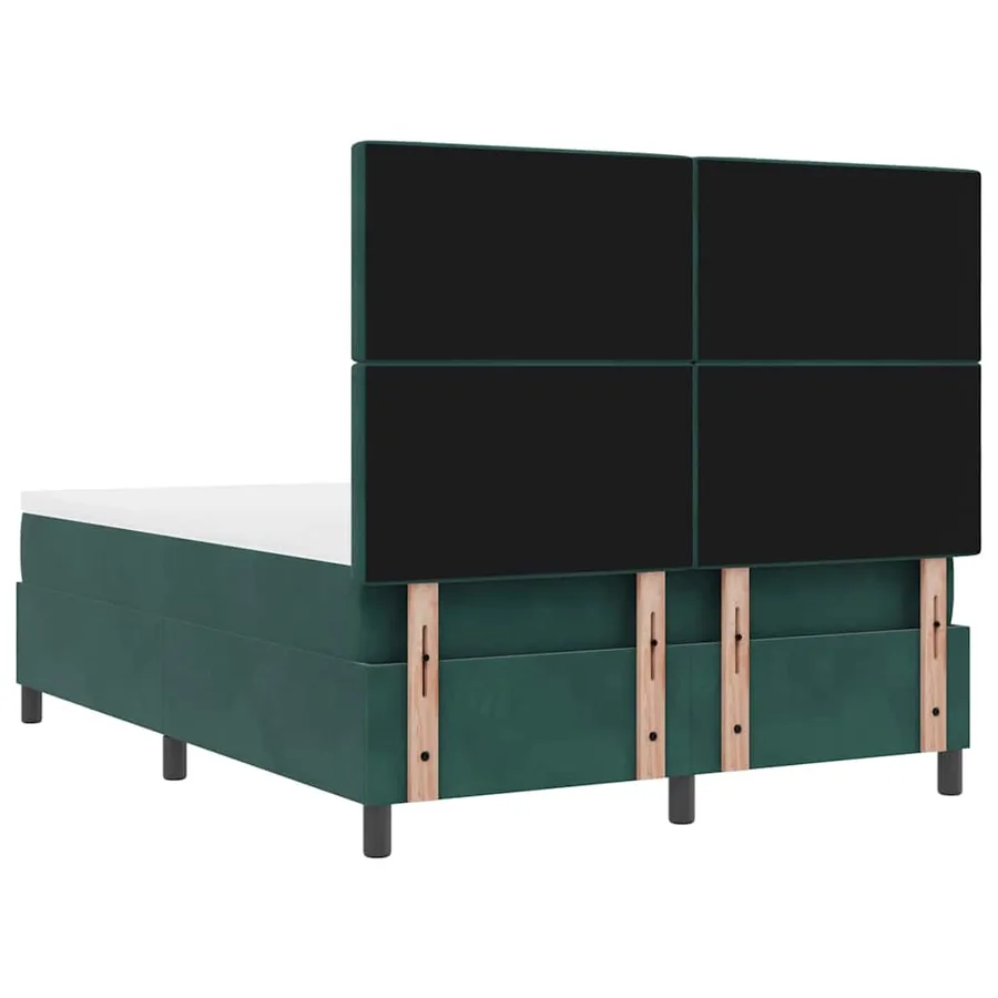Lit à ressorts avec tête de lit Vert foncé 190 x 140 cm Velours - 10