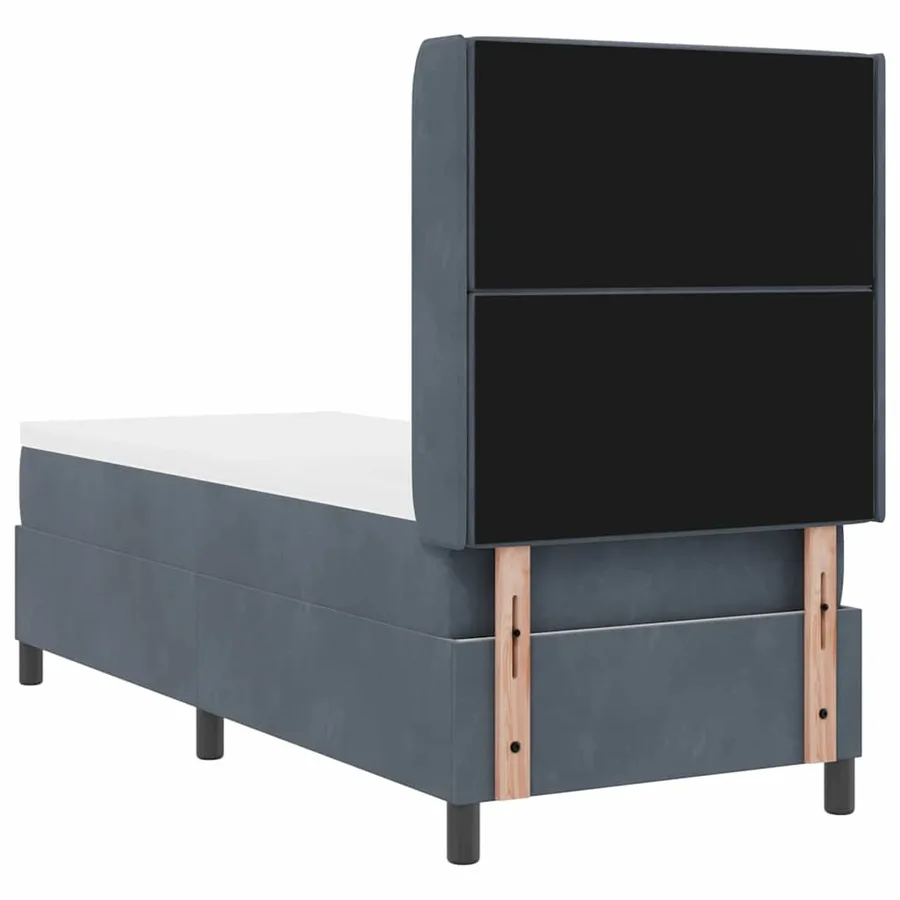 Lit à ressorts avec matelas Gris foncé 80 x 200 cm Velours - 10