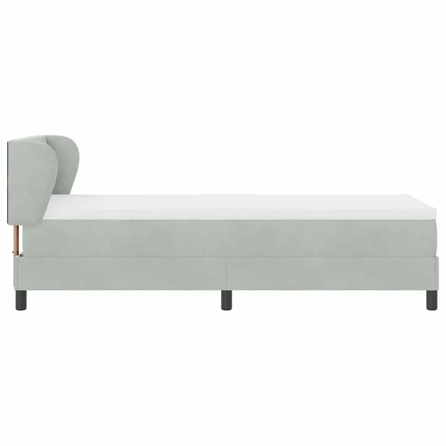 Lit à ressorts avec tête de lit Gris clair 80 x 200 cm Velours - 7