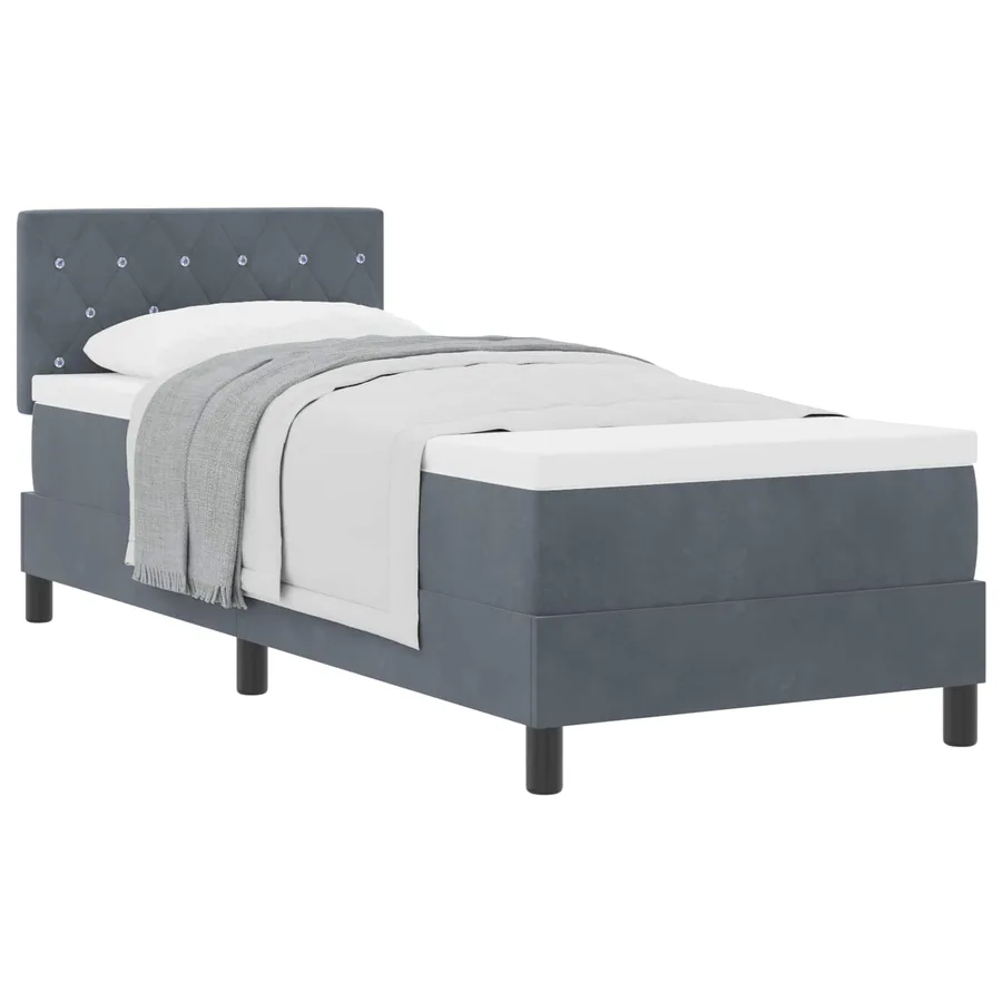 Lit à ressorts avec matelas Gris foncé 80 x 200 cm Velours - 2