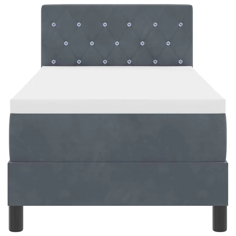 Lit à ressorts avec matelas Gris foncé 80 x 200 cm Velours - 7