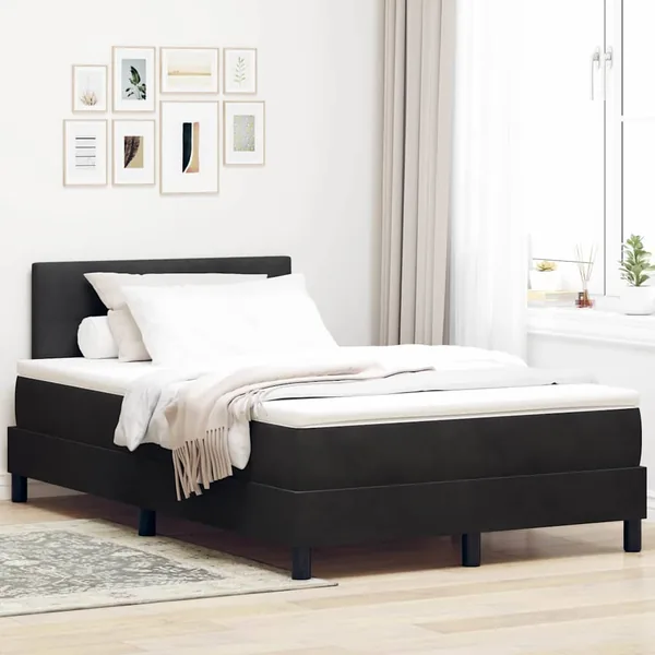Lit à ressort LED avec matelas Noir 120 x 200 cm Velours