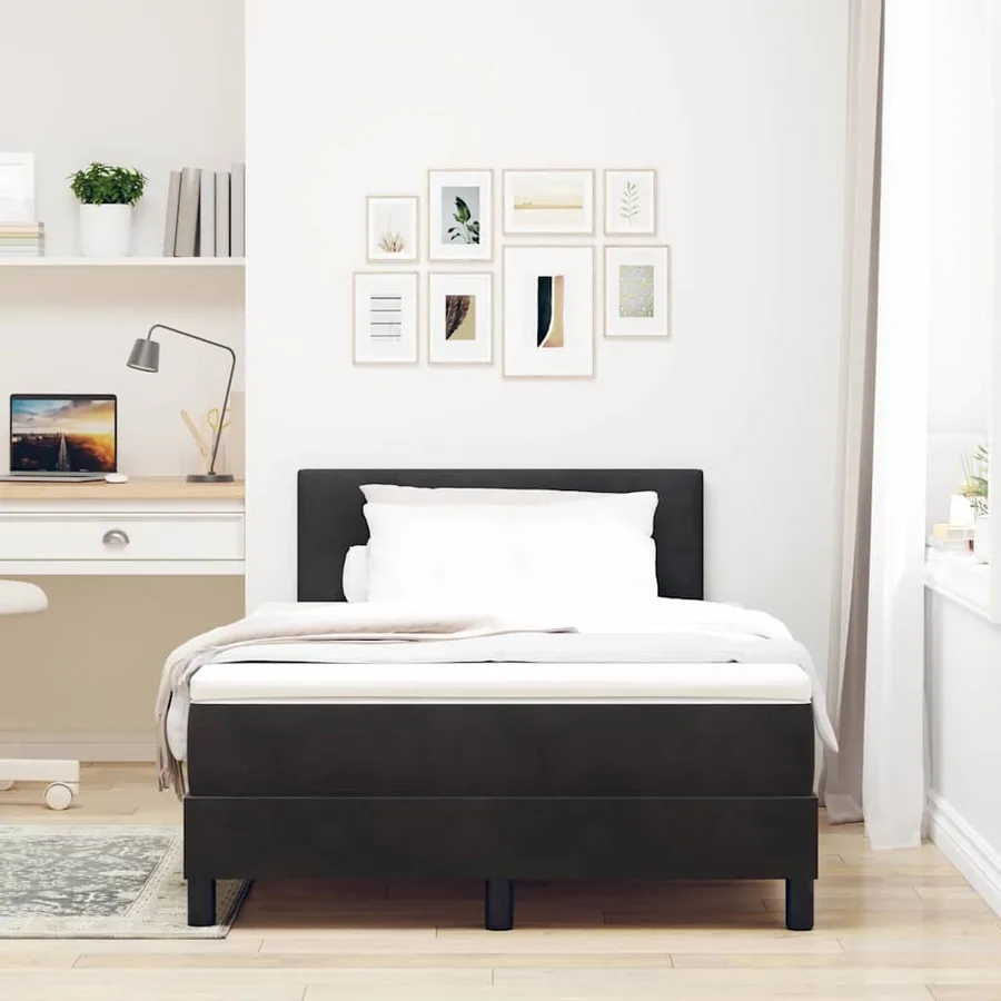 Lit à ressort LED avec matelas Noir 120 x 200 cm Velours - 4