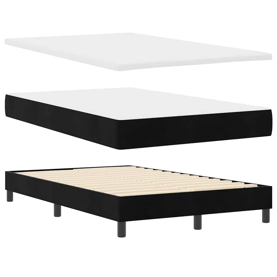 Lit à ressort LED avec matelas Noir 120 x 200 cm Velours - 6