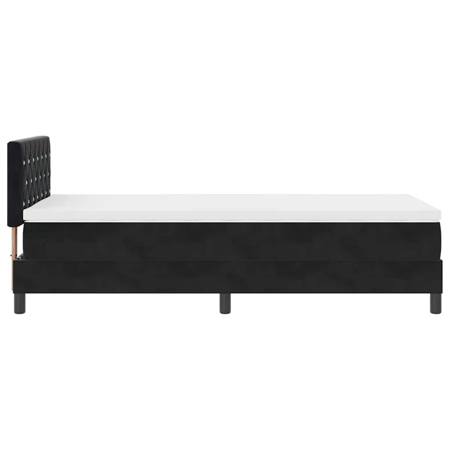 Lit à ressort LED avec matelas Noir 100 x 200 cm Velours - 7