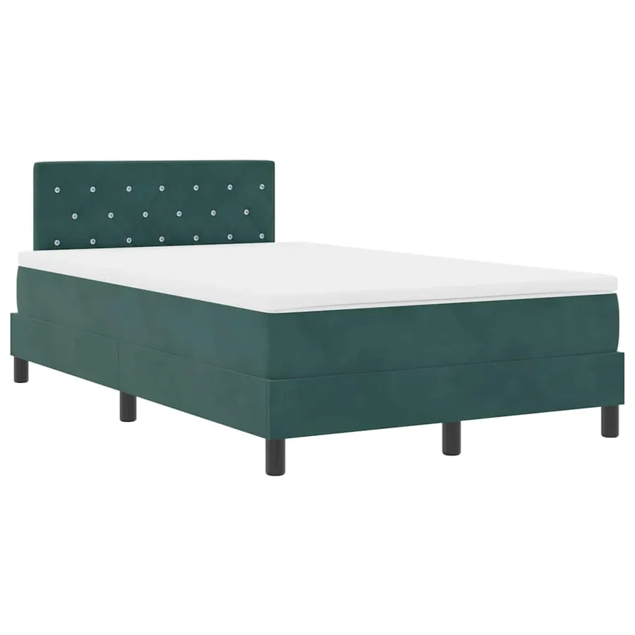 Lit à ressort LED avec matelas Vert foncé 120 x 190 cm Velours - 2